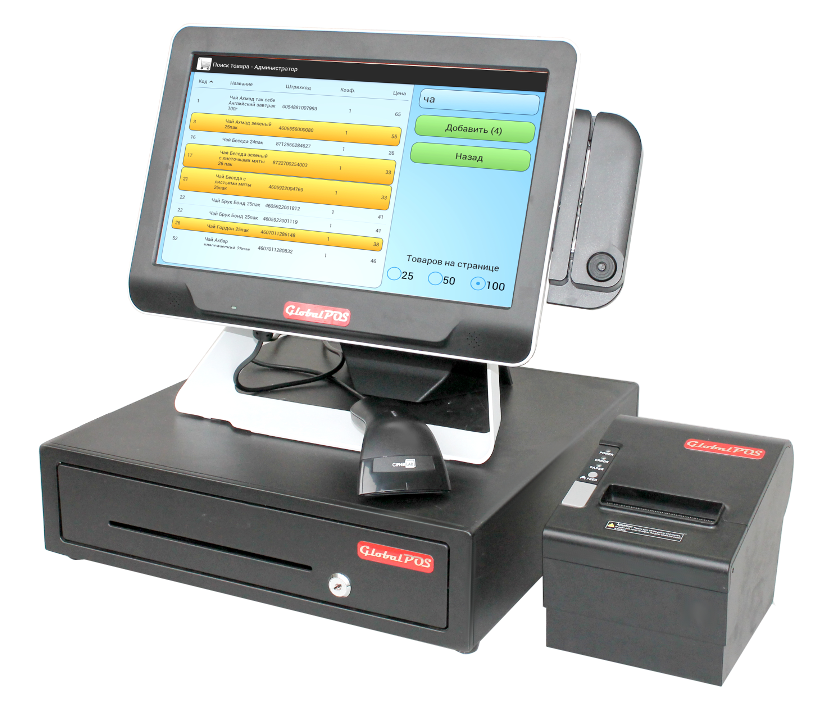 Программно-аппаратный продукт GlobalPOS Retail-15 с ПО MyPOS.Касса, работающий на операционной системе Android